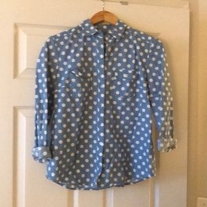 Blue polka dot loft top